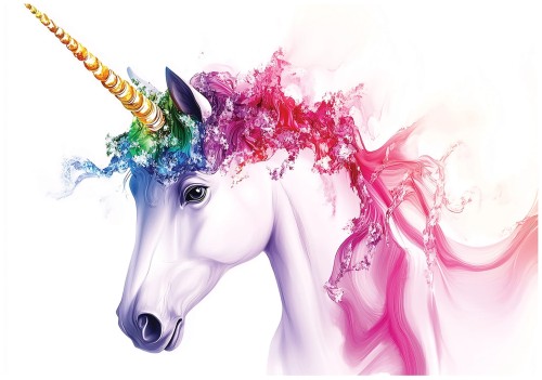 Fototapeta koń jednorożec barwna grzywa do pokoju dziecięcego dekoracja