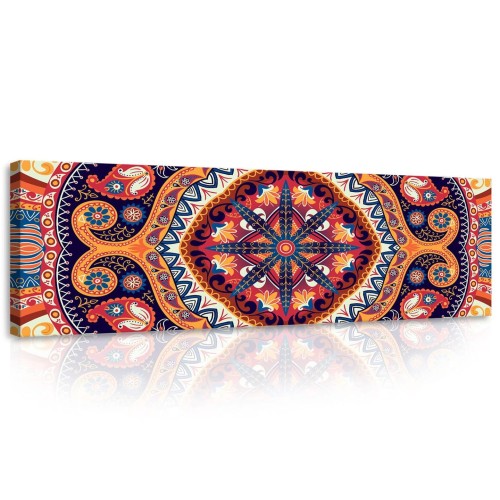 Obraz na płótnie obraz na ścianę mandala pomarańczowa granatowa 145 x 45