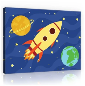 Obraz obrazki dla dzieci kosmos rakieta 100x75