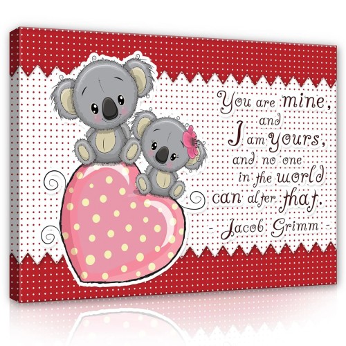 Obraz na płótnie obraz na ścianę czerwony koala z sercem 100 x 75