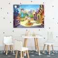 Obraz na płótnie obraz na ścianę niebieski żółty kolorowe miasteczko 100x75
