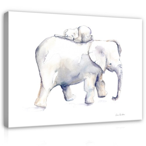 Obraz na płótnie obraz na ścianę biały szary słonie akwarela mama 75x100