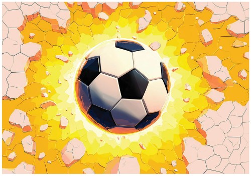 Fototapeta 3d piłka nożna biały czerwony mur cegła sport kolorowe tło