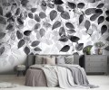 Fototapeta czarno szare liście nowoczesna dekoracja ścienna szary czarny