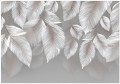 Fototapeta biało srebrne liście nowoczesna dekoracja ścienna szaro biał