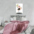 Obraz na płótnie obraz na ścianę biały pomarańczowy ptaszek biedronka 40x60