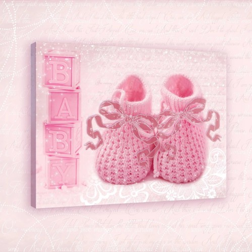 Obraz na płótnie obraz na ścianę różowy biały buciki baby 100 x 75