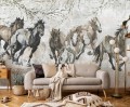 Fototapeta konie brązowe szare galopujący motyw na ścianę