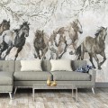 Fototapeta konie brązowe szare galopujący motyw na ścianę