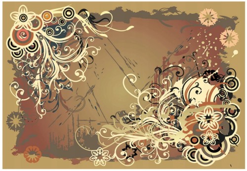 FOTOTAPETA ABSTRAKCJA FOTOTAPETY BRĄZOWA KWIATY GRAFIKA 368x254