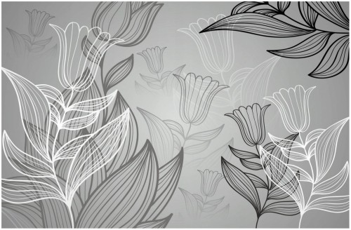 FOTOTAPETA ABSTRAKCJA FOTOTAPETY SZARA KWIATY GRAFIKA 368x254