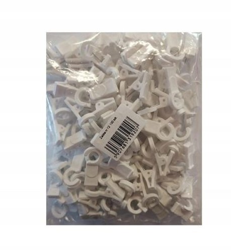 ŻABKI DO KARNISZA PLASTIKOWA DO KÓŁKA BIAŁA 100 SZTUK