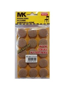 Podkładki filcowe samoprzylepne mocne twarde beżowe 25mm 15 sztuk