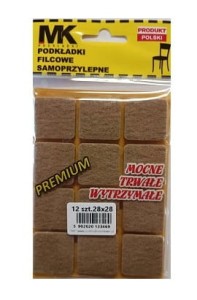 Podkładki filcowe samoprzylepne mocne twarde beżowe 28x28 12 sztuk