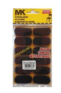 Podkładki filcowe samoprzylepne mocne twarde czarne 20x44 12 sztuk