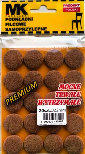 Podkładki filcowe samoprzylepne mocne trwałe 22mm beżowe