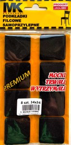 Podkładki filcowe samoprzylepne mocne premium 34x34 czarne