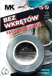 Taśma montażowa dwustronna DO LUSTER odporna na wolgoć MK 19 mm x 1,5 m