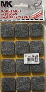 PODKŁADKI FILCOWE SAMOPRZYLEPNE POD MEBLE KRZESŁA STÓŁ 28X28