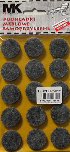 PODKŁADKI FILCOWE SAMOPRZYLEPNE POD MEBLE KRZESŁA STÓŁ FI 25mm