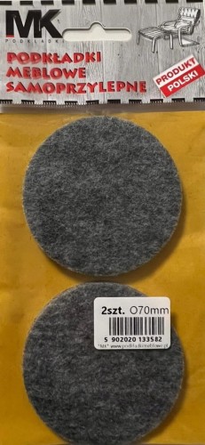 PODKŁADKI FILCOWE SAMOPRZYLEPNE POD MEBLE KRZESŁA SZARE FI 70MM