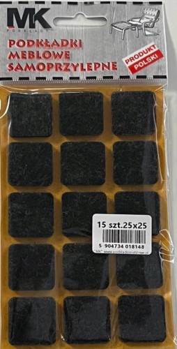 PODKŁADKI FILCOWE SAMOPRZYLEPNE POD MEBLE KRZESŁA CZARNE 25X25