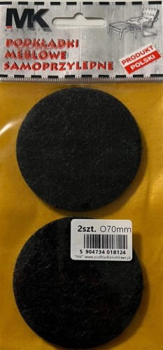 PODKŁADKI FILCOWE SAMOPRZYLEPNE POD MEBLE KRZESŁA CZARNE FI 70MM