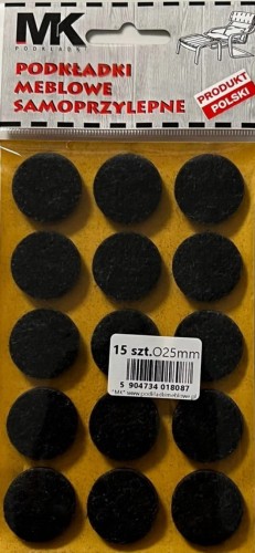 PODKŁADKI FILCOWE POD MEBLE KRZESŁA CZARNE 25MM
