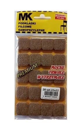 PODKŁADKI FILCOWE SAMOPRZYLEPNE POD KRZESŁO MEBLE STÓŁ 22x22