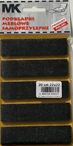 PODKŁADKI FILCOWE SAMOPRZYLEPNE POD MEBLE KRZESŁA CZARNE 22X22