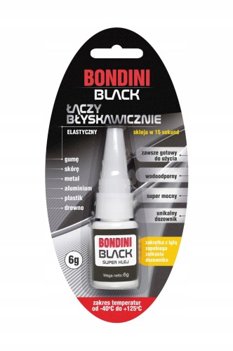 Klej błyskawiczny Bondini Black błyskawiczny elastyczny 6g