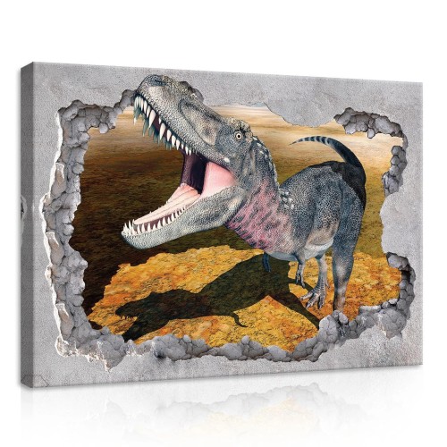 Obraz na płótnie obraz na ścianę szary pomarańczowy dinozaur 70 x 50