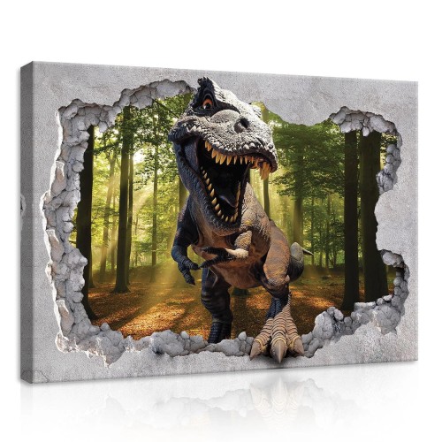 Obraz na płótnie obraz na ścianę zielony szary dinozaur 70 x 50