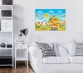 Obraz na płótnie obraz na ścianę niebieski żółty pszczoły 70 x 50