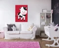 Obraz na płótnie obraz na ścianę czerwony czarno biały krowa 50 x 70