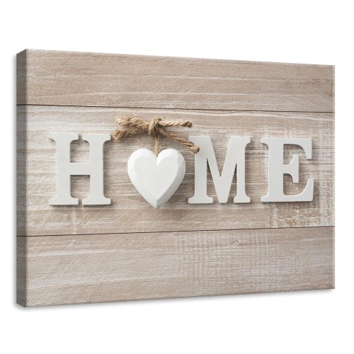 Obraz na płótnie obraz na ścianę beżowy biały napis home 70 x 50