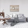 Obraz na płótnie obraz na ścianę beżowy biały napis home 70 x 50
