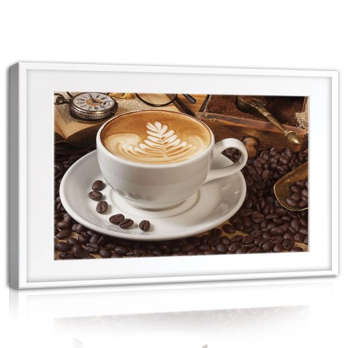 Obraz na płótnie obraz na ścianę biały brązowy kawa latte art 60 x 40