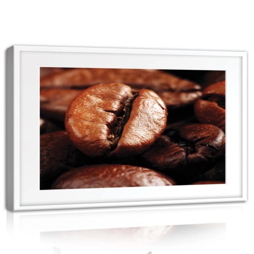 Obraz na płótnie obraz na ścianę brązowy biały ziarna kawy z bliska 60 x 40