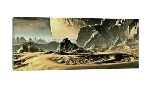 Obraz na płótnie obraz na ścianę złoty czarny planeta 145 x 45