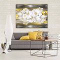 Obraz na płótnie obraz na ścianę złoty biały orchidea 100 x 75