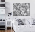 Obraz na płótnie obraz na ścianę szary biały kwiaty liście 100 x 75