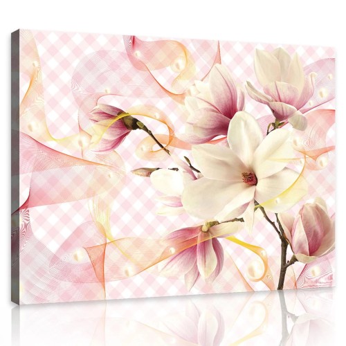 Obraz na płótnie obraz na ścianę różowy biały magnolie kwiaty 100 x 75