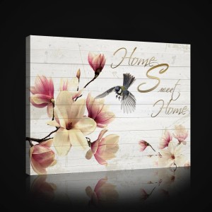Obraz na płótnie obraz na ścianę biały różowy magnolie ptak 100 x 75