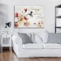 Obraz na płótnie obraz na ścianę biały różowy magnolie ptak 100 x 75