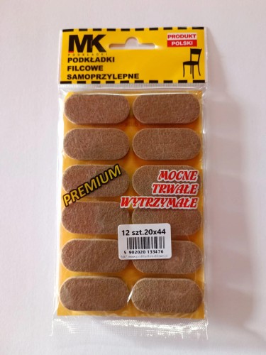 Podkładki filcowe samoprzylepne MK 20x40mm 12sztuk