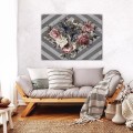 Obraz na płótnie obraz na ścianę szary różowy kwiaty 100 x 75