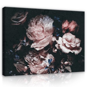 Obraz na płótnie obraz na ścianę czarny różowy kwiaty vintage 100 x 75