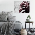 Obraz na płótnie obraz na ścianę bordowy biały liść monstera 100 x 75