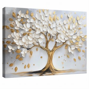 Obraz na płótnie obraz na ścianę biały złoty drzewo styl glamour 100 x 75